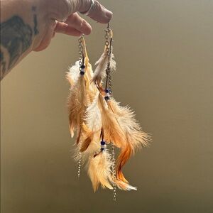 Bohemian Feather Earrings with Chain